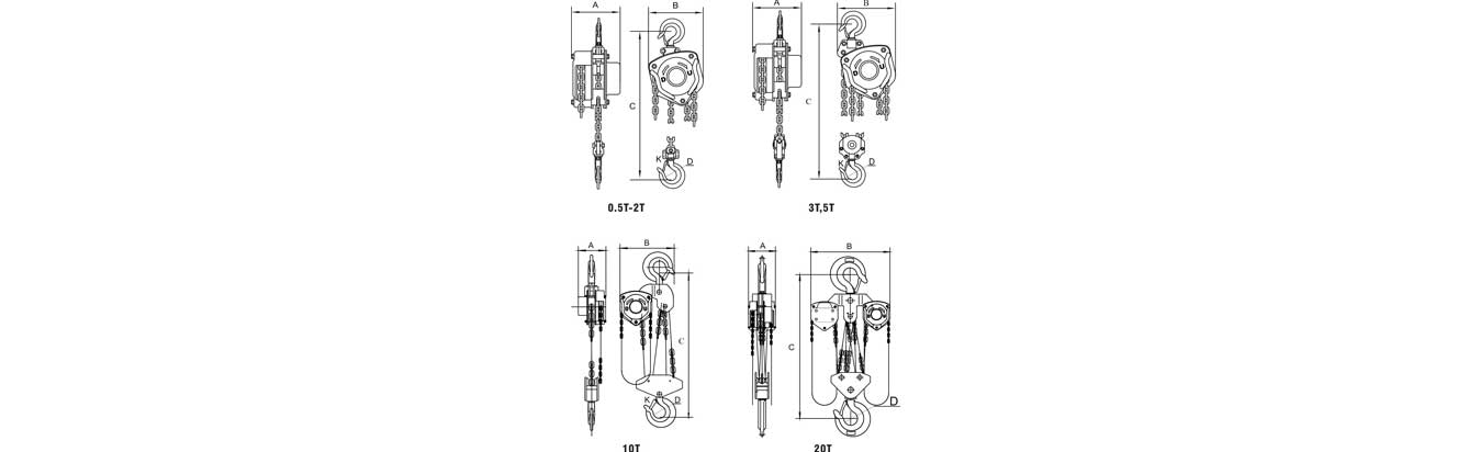 Drawing of HSZ-A619 2 Ton Chain Hoist