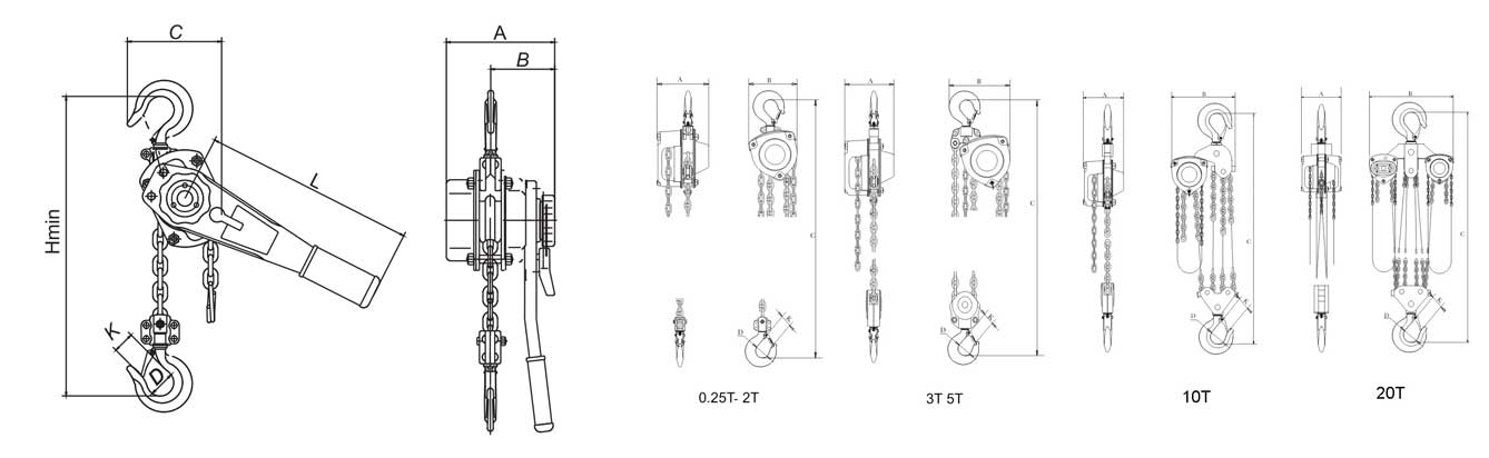 Drawing of HSZ-A636 3 Ton Chain Hoist