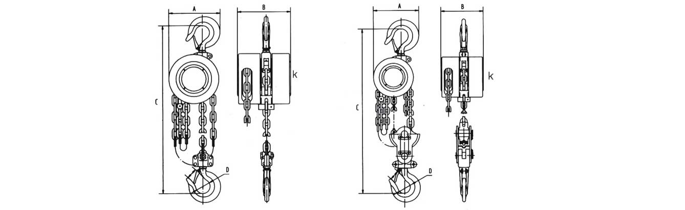 Drawing of HSZ-B 0.5 Ton Chain Hoist