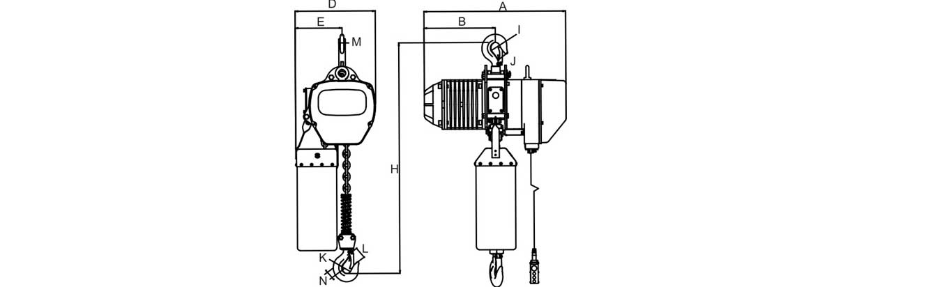 Drawing of 1 Ton Electric Chain Hoist