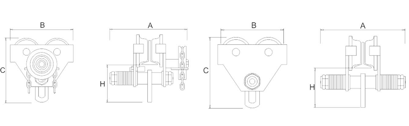 Drawing of GCT619 3 Ton Hoist Trolley