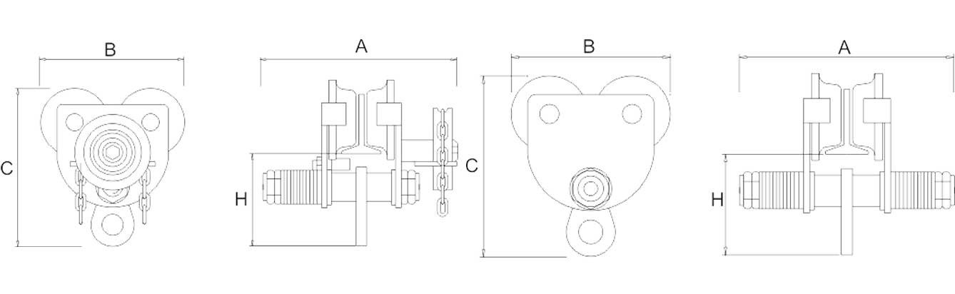 Drawing of GCT610 1 Ton Hoist Trolley