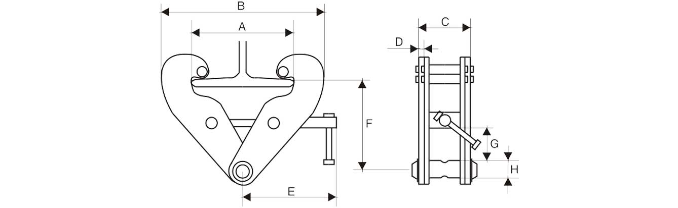 Drawing of JG Beam Clamp