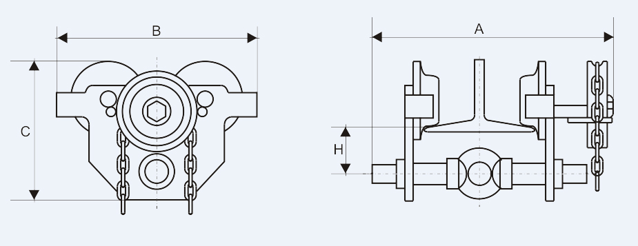 Drawing of GCT620 2 Ton Hoist Trolley