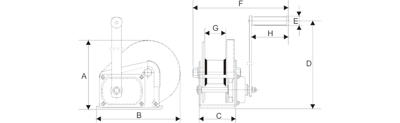 Drawing of JC-C Hand Winch