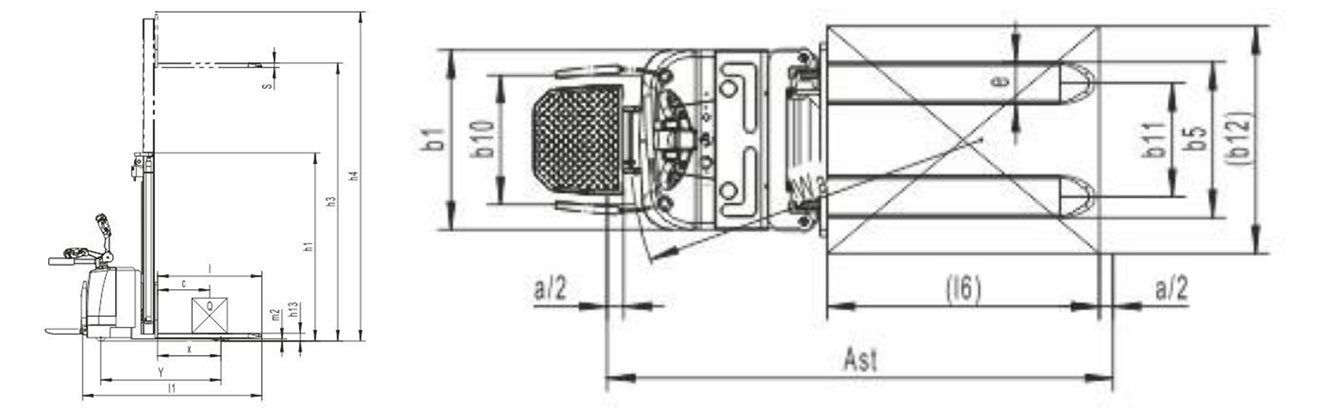 Drawing of Electric Pallet Stacker