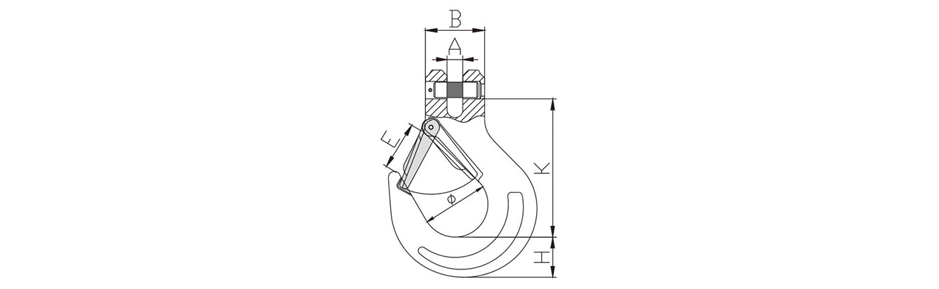 Drawing of Grade 8 Clevis Sling Hook
