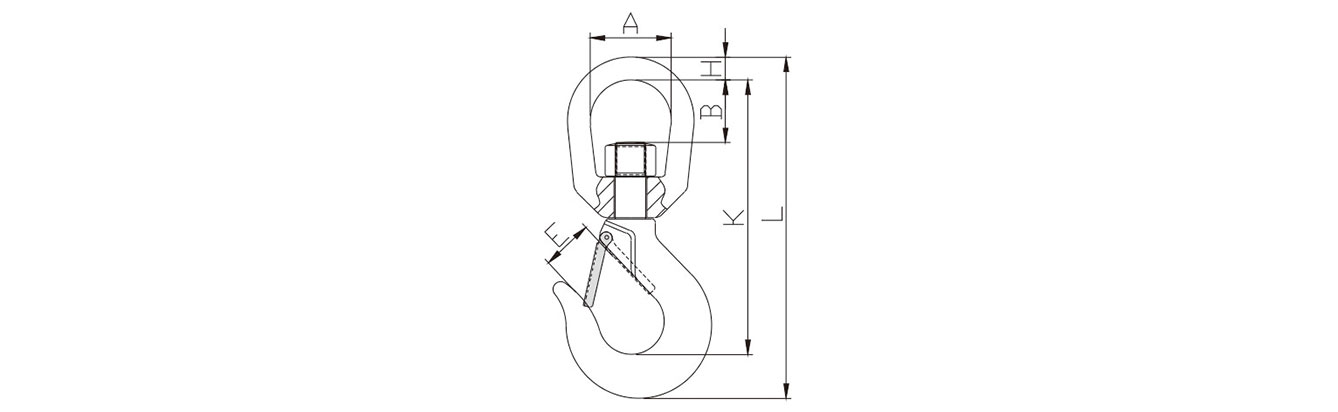 Drawing of 322 Swivel Hook with Latch