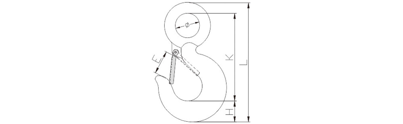 Drawing of Grade 8 Eye Hook with Latch