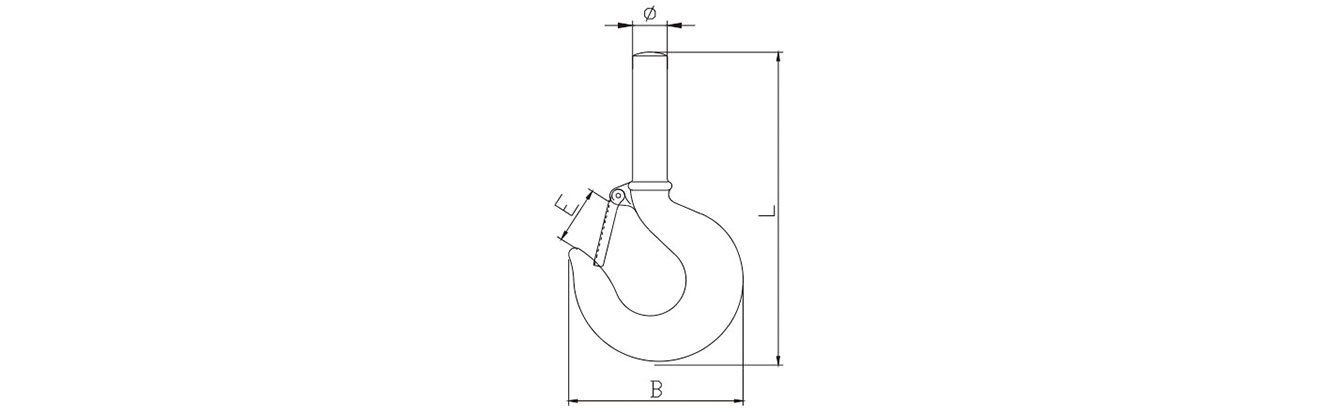 Drawing of 319 Shank Hook wiht Latch TCSH297