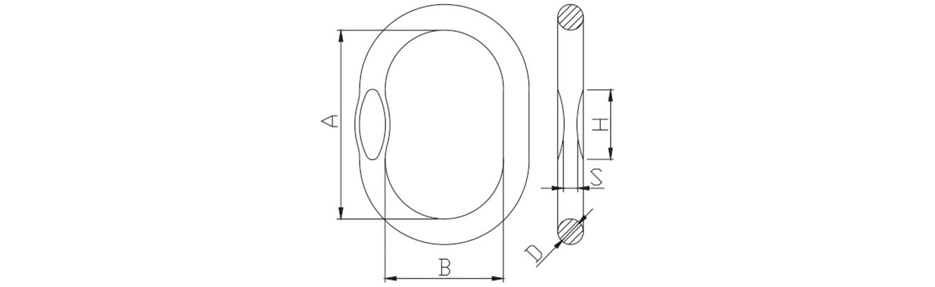 Drawing of Grade 8 US Type Welded Master Link with Flat TCSH095