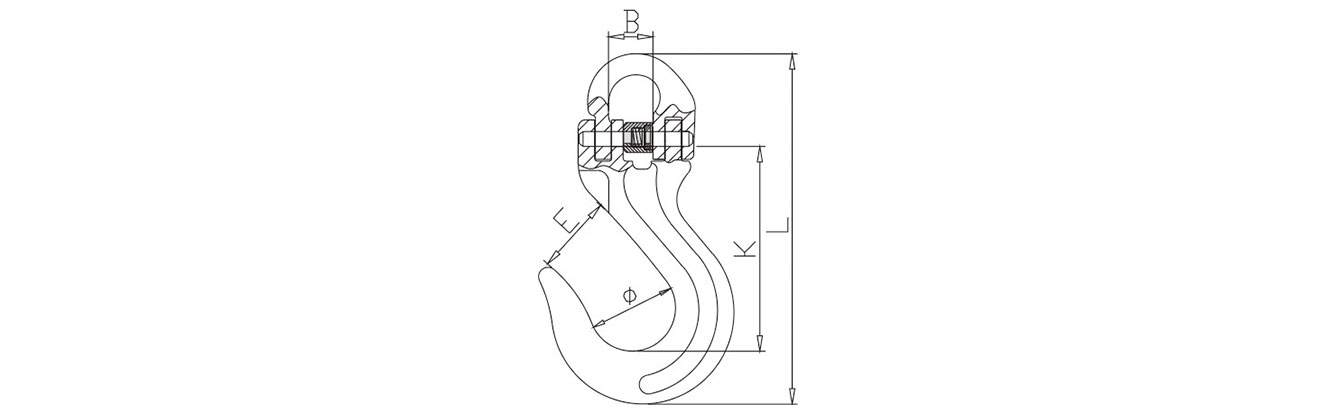 Drawing of Grade 80 Sling Hook With Half Link