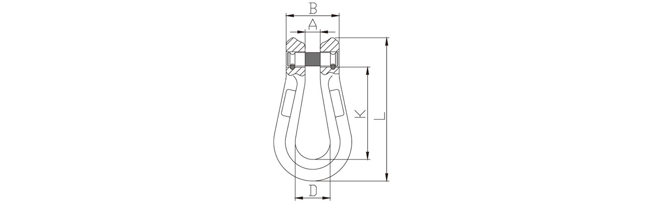 Drawing of Grade 80 Long Shape Omega Link