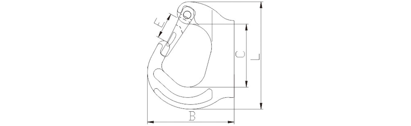 Drawing of Grade 8 Weld-On Hooks with Safety Latch