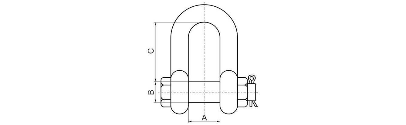 Drawing of G2150 Heavy Duty Chain Shackle with Safety Pin