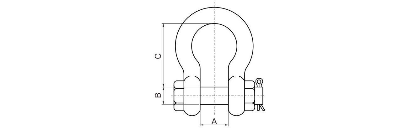 Drawing of G2130 Heavy Duty Anchor Shackle with Safety Pin