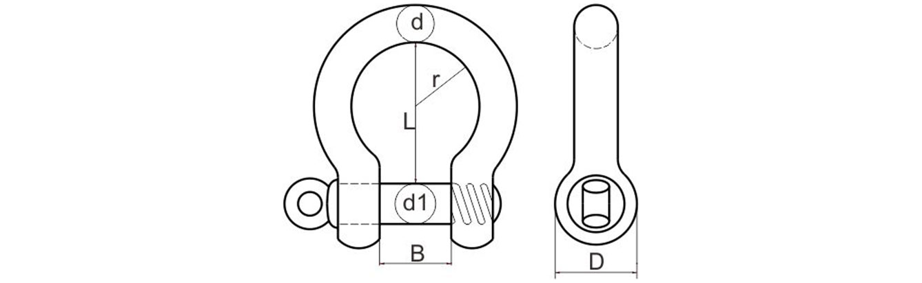 Drawing of European Type Large Bow Shackle