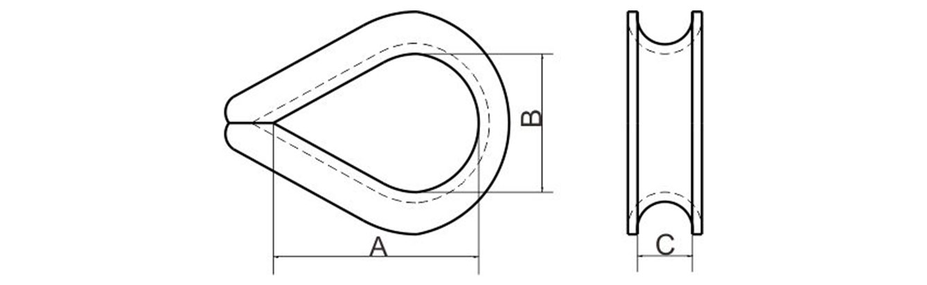 Drawing of G414 Extra Heavy Duty Wire Rope Thimbles