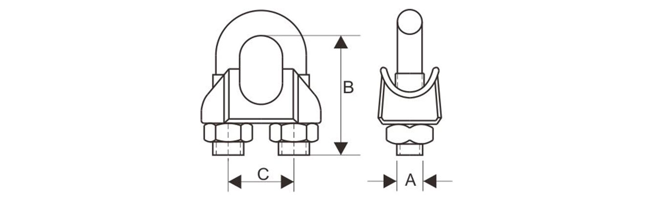 Drawing of DIN741 Malleable Wire Rope Clips
