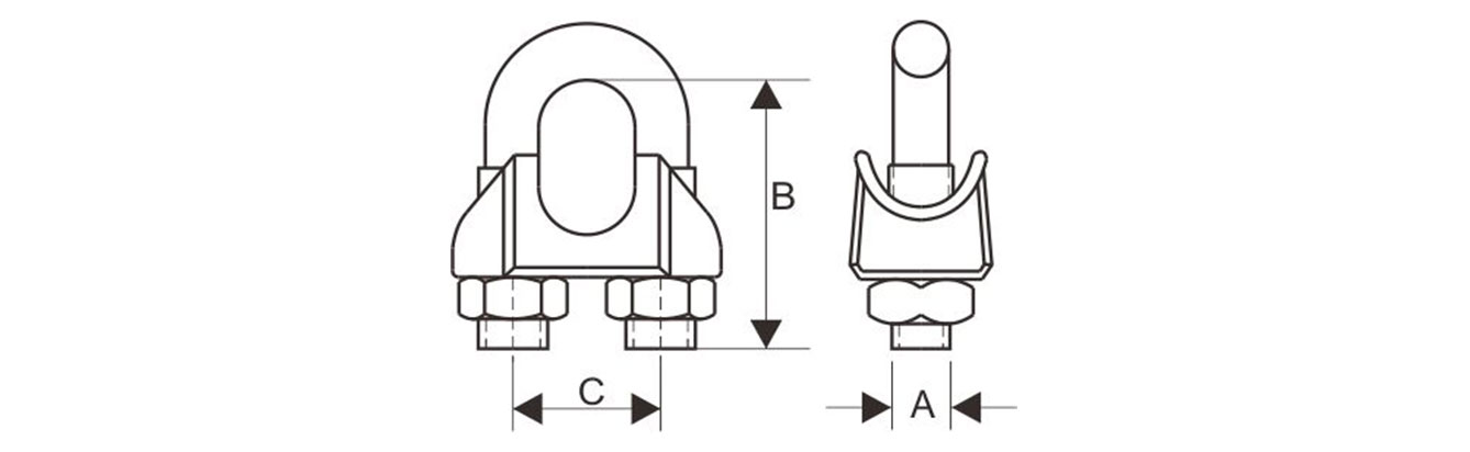Drawing of DIN741 Malleable Wire Rope Clips