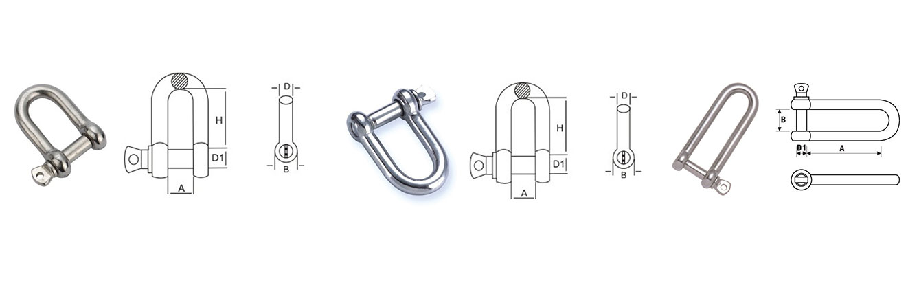 Drawing of Stainless Steel Dee Shackle