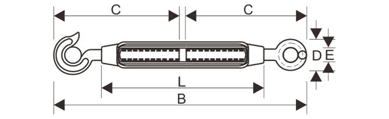 Drawing of Commercial Type Malleable Turnbuckles