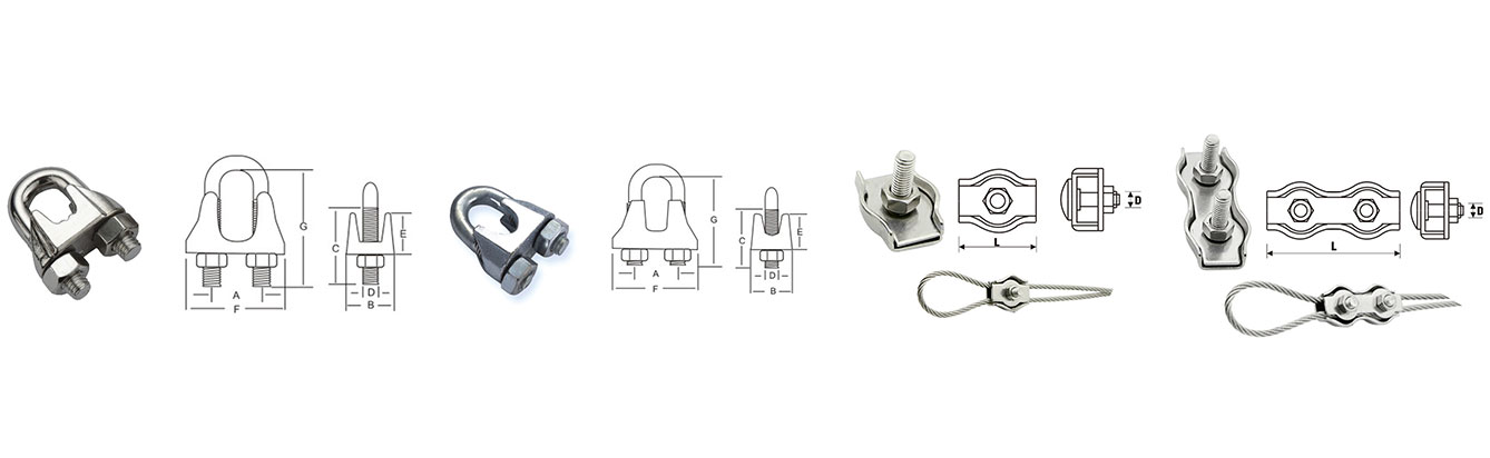 Drawing of Stainless Steel Wire Rope Clips