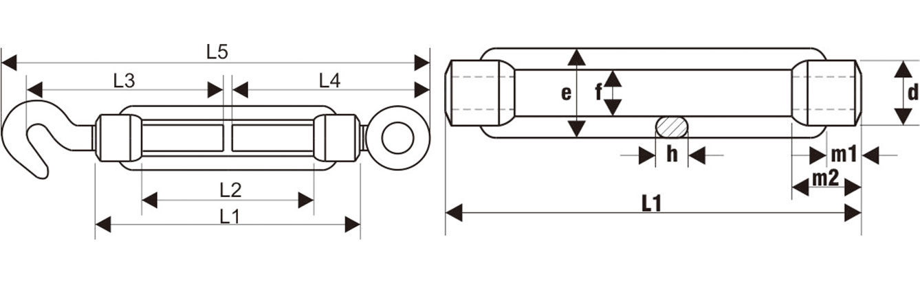 Drawing Of DIN1480 Turnbuckles