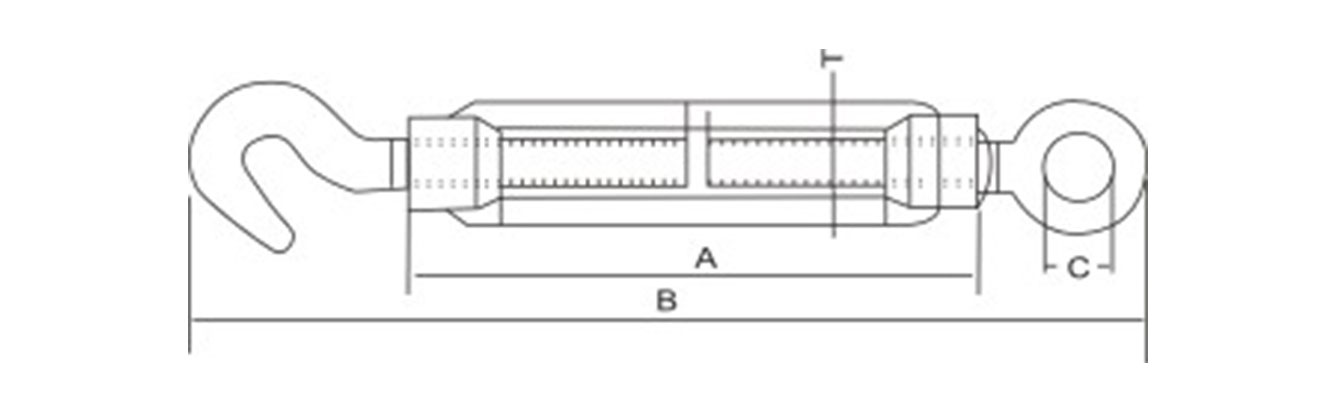 Drawing of Stainless Steel Turnbuckles