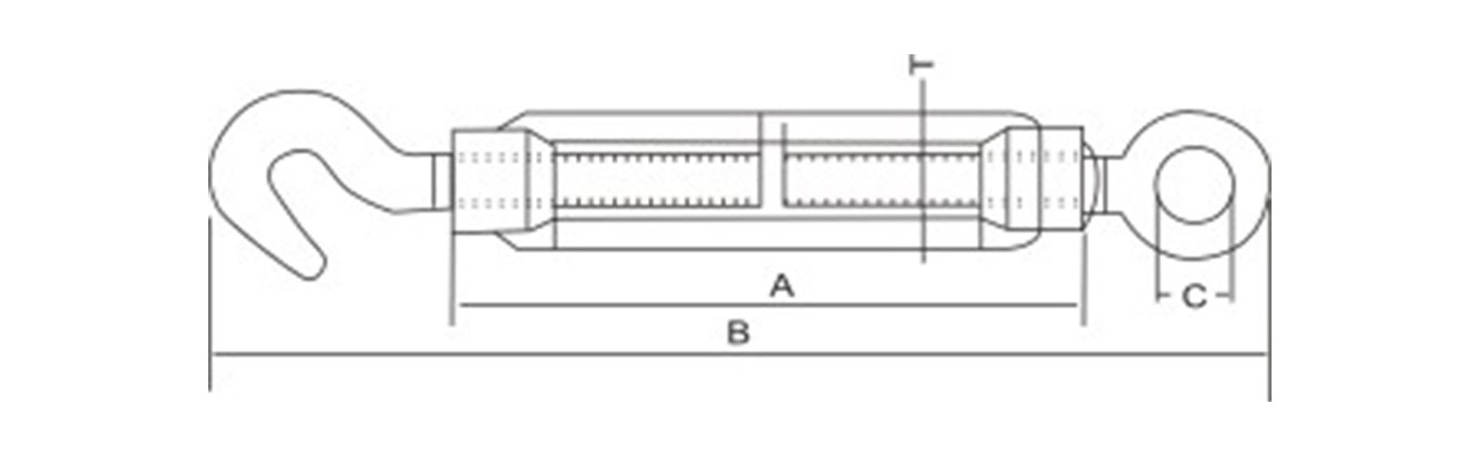 Drawing of Stainless Steel Turnbuckles