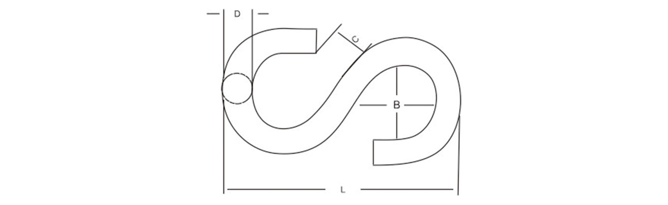 Drawing of Zinc Plated S Hooks