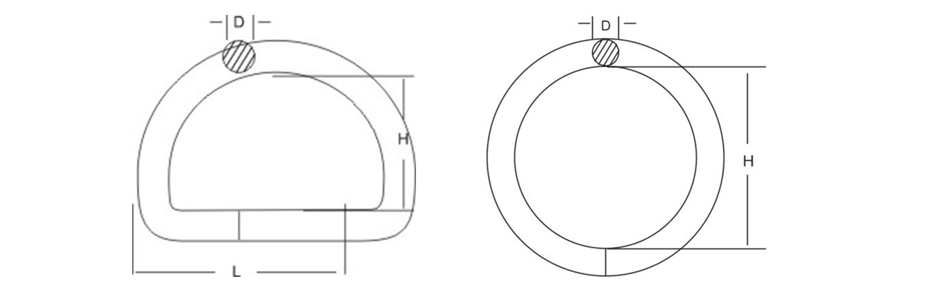 Drawing of Zinc Plated Round Ring and D Ring