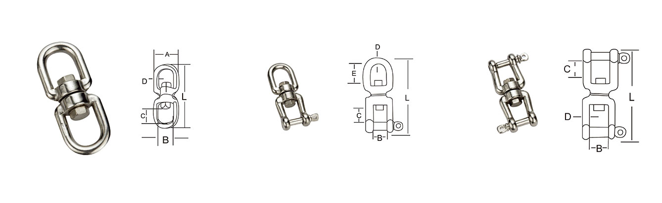 Drawing of Stainless Steel Swivel Jaw And Eye