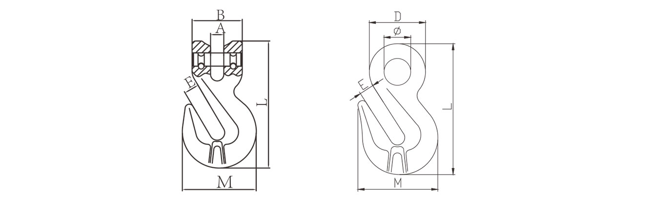 Drawing of Grade 100 Chain Shortening Grab Hooks