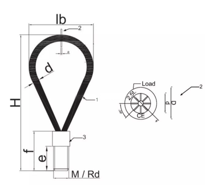 Drawing of Wire Rope Lifting Loop with Socket